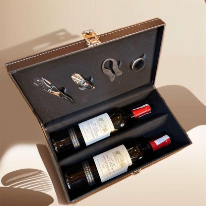 Hộp da 2 chai Chai Rượu Vang Đỏ Château Haut Medou Bordeaux Supérieur 2020